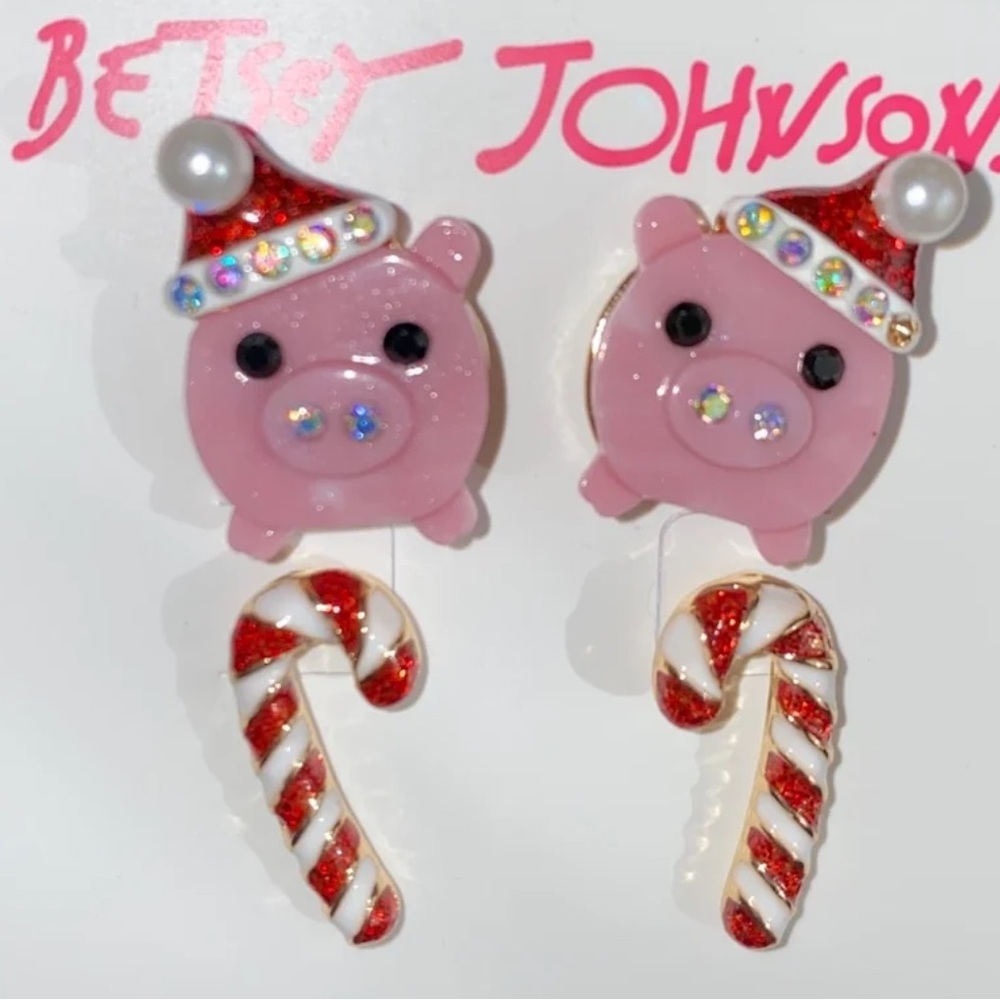 New Betsey Johnson  Winter Stud Studs Set of 4 Earrings - Picture 6 of 11